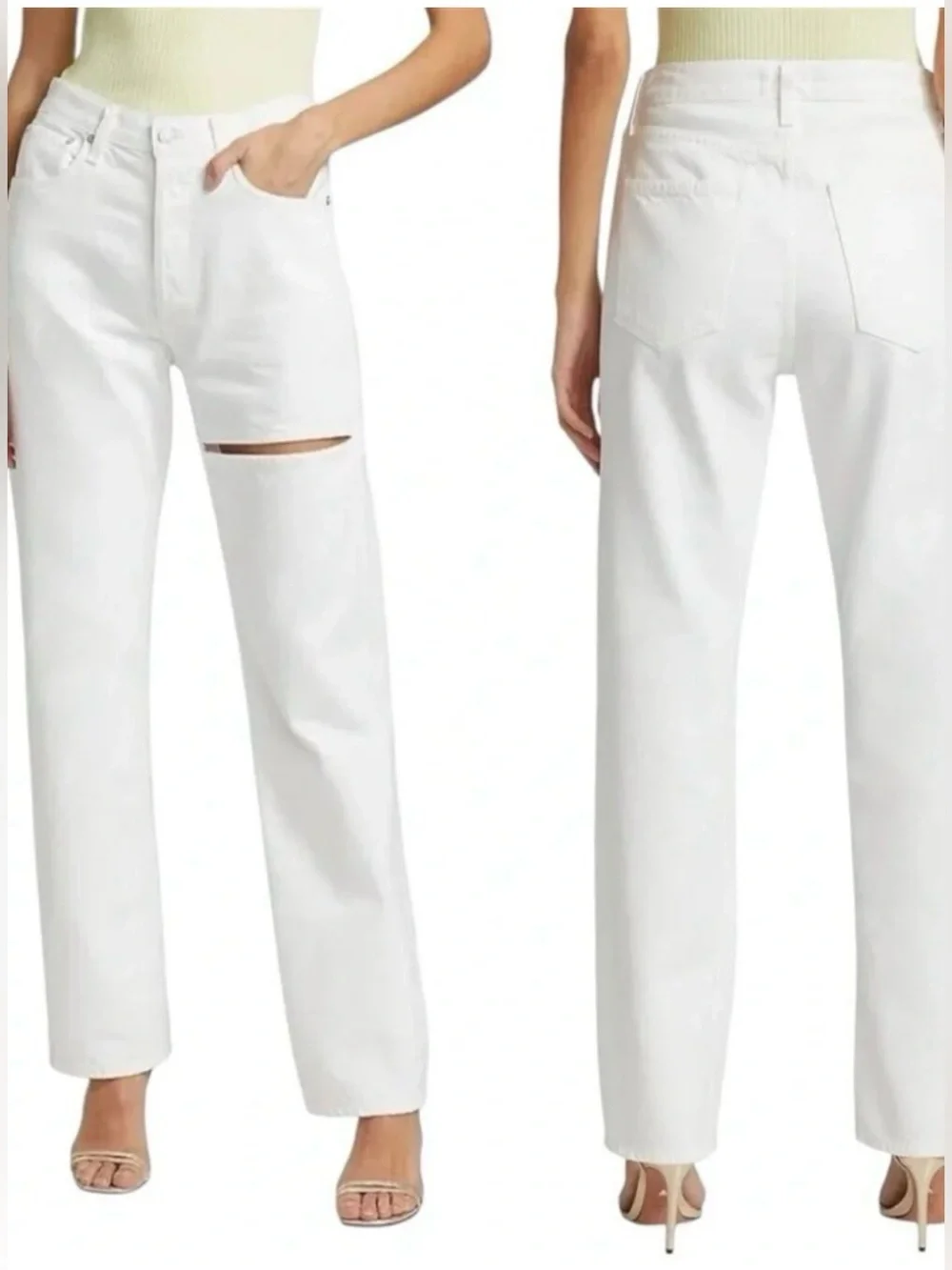 Agolde Lana Slice Jeans Button Fly White Size 25